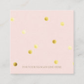Gold Polka Dot Pattern Pink Square Visitekaartje (Voorkant)
