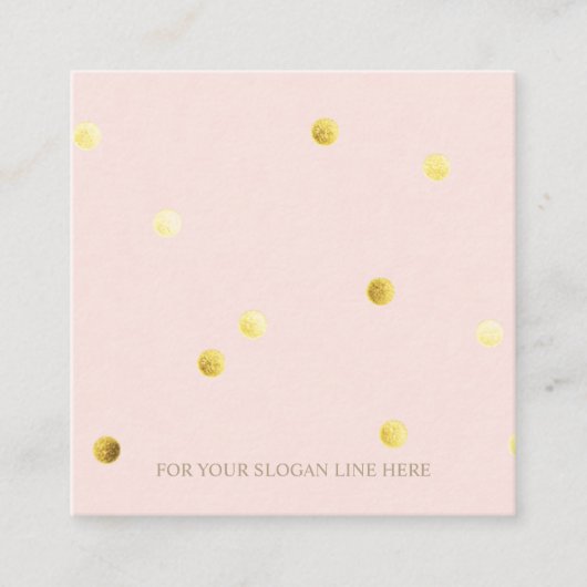 Gold Polka Dot Pattern Pink Square Visitekaartje (Voorkant)
