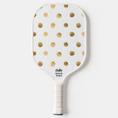 Gold Polka Dot Pattern White - aangepaste tekst Pickleball Paddle (Achterkant)