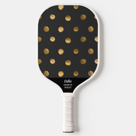 Gold Polka Dot Pattern White - aangepaste tekst Pickleball Paddle (Voorkant)
