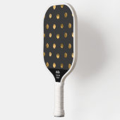 Gold Polka Dot Pattern White - aangepaste tekst Pickleball Paddle (Links)