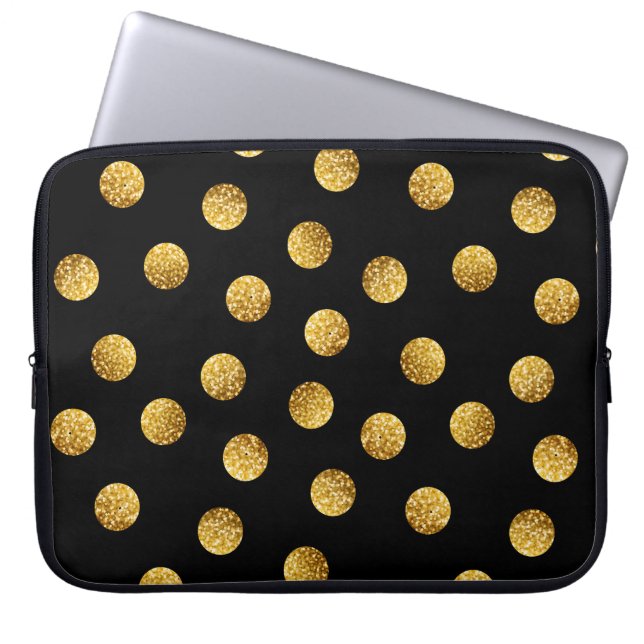 Gold Polka Dot: sprankelend naadloos. Laptop Sleeve (Voorkant)