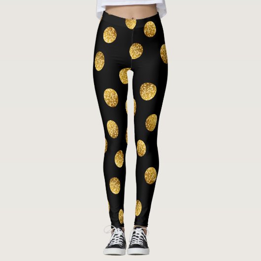 Gold Polka Dot: sprankelend naadloos. Leggings (Voorkant)