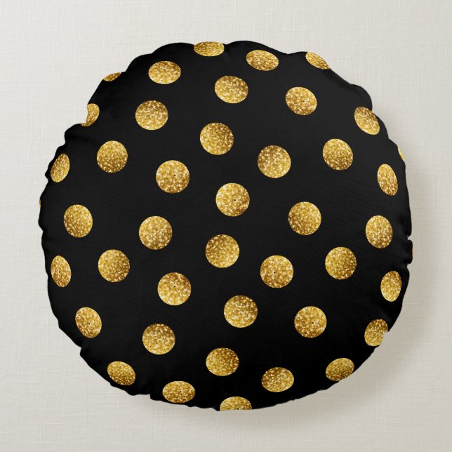 Gold Polka Dot: sprankelend naadloos. Rond Kussen (Voorkant)