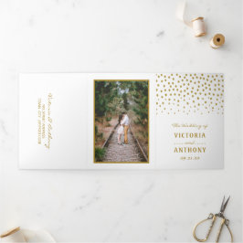 Gold Polka Dot Wedding Suite Drieluik Uitnodiging
