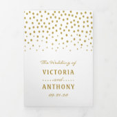 Gold Polka Dot Wedding Suite Drieluik Uitnodiging (Cover)