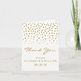 Gold Polka Dot - White & Gold - Weddenschap Bedankkaart