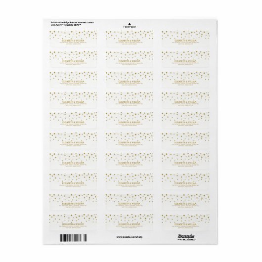 Gold Polka Dot - White & Gold - Weddenschap Etiket (Full Sheet)