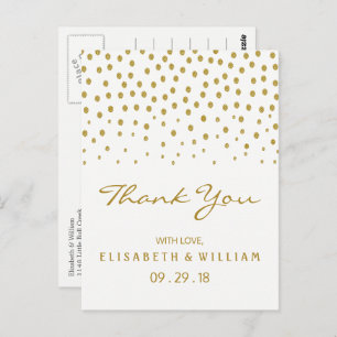 Gold Polka Dot - White & Gold - Weddenschap Hartel Briefkaart