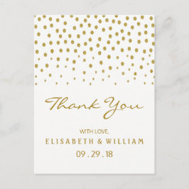 Gold Polka Dot - White & Gold - Weddenschap Hartel Briefkaart