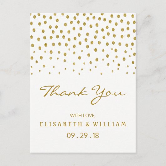 Gold Polka Dot - White & Gold - Weddenschap Hartel Briefkaart (Voorkant)