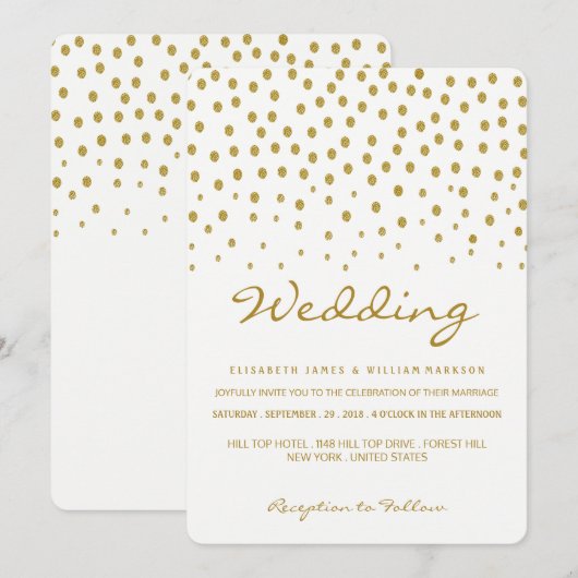 Gold Polka Dot - White & Gold - Weddenschap Kaart (Voorkant / Achterkant)
