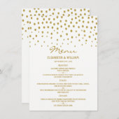 Gold Polka Dot - White & Gold - Weddenschap Menu (Voorkant / Achterkant)