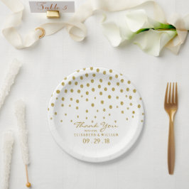 Gold Polka Dot - White & Gold - Weddenschap Papieren Bordje