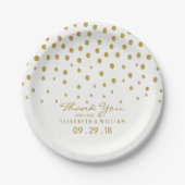 Gold Polka Dot - White & Gold - Weddenschap Papieren Bordje (Voorkant)