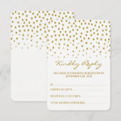 Gold Polka Dot - White & Gold - Weddenschap RSVP Kaartje (Voorkant / Achterkant)