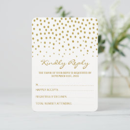 Gold Polka Dot - White & Gold - Weddenschap RSVP Kaartje