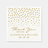Gold Polka Dot - White & Gold - Weddenschap Servetten (Voorkant)