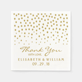 Gold Polka Dot - White & Gold - Weddenschap Servetten