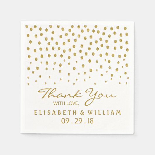 Gold Polka Dot - White & Gold - Weddenschap Servetten (Voorkant)
