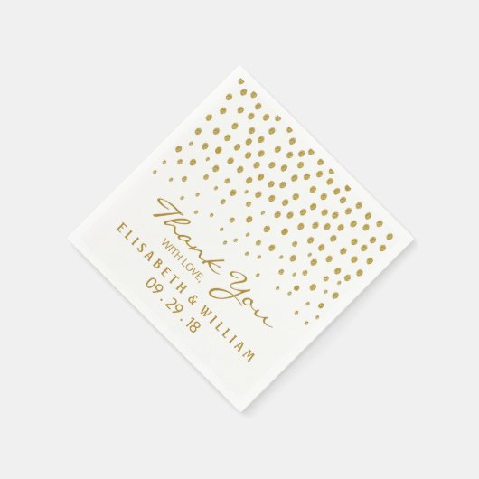 Gold Polka Dot - White & Gold - Weddenschap Servetten (Hoek)