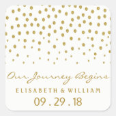 Gold Polka Dot - White & Gold - Weddenschap Vierkante Sticker (Voorkant)