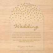 Gold Polka Dot - White & Gold - Wedding Acryl Uitnodigingen (Voorkant)