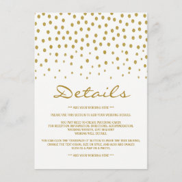 Gold Polka Dot - White & Gold - Wedding Detail Informatiekaartje
