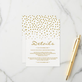 Gold Polka Dot - White & Gold - Wedding Detail Informatiekaartje