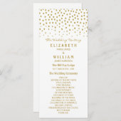 Gold Polka Dot - White & Gold - Wedding Programme Programmakaart (Voorkant / Achterkant)