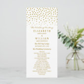 Gold Polka Dot - White & Gold - Wedding Programme Programmakaart (Staand voorkant)