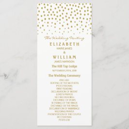 Gold Polka Dot - White & Gold - Wedding Programme Programmakaart