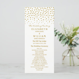 Gold Polka Dot - White & Gold - Wedding Programme Programmakaart