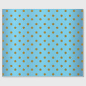 Gold Polka Dots and Baby Blue Satin Cadeaupapier (Vlak)