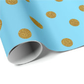 Gold Polka Dots and Baby Blue Satin Cadeaupapier (Rol Hoek)