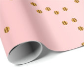 Gold Polka Dots and Pink Satin Cadeaupapier (Rol Hoek)