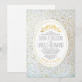 Gold Polka Dots Bloemen Wit Verlovingsfeest Kaart (Voorkant / Achterkant)