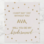 Gold Polka Dots Bridesmaid-voorstel Wijn Etiket (Enkel label)
