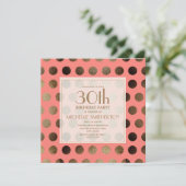 Gold Polka Dots Coral 30th Birthday Kaart (Staand voorkant)
