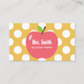 Gold Polka Dots Cute Apple-leraar Visitekaartje (Voorkant)