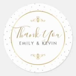 Gold Polka Dots Dank je moderne typografie Ronde Sticker