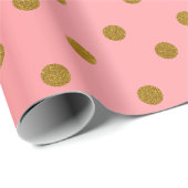 Gold Polka Dots en Coral Satin Cadeaupapier (Rol Hoek)