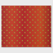 Gold Polka Dots en Deep Red Satin Cadeaupapier (Vlak)