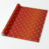 Gold Polka Dots en Deep Red Satin Cadeaupapier (Uitgerold)