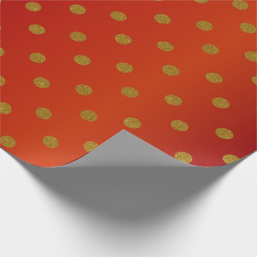 Gold Polka Dots en Deep Red Satin Cadeaupapier (Hoek)