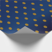 Gold Polka Dots en Navy Blue Satin Cadeaupapier (Hoek)