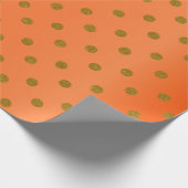 Gold Polka Dots en Oranje Satin Cadeaupapier (Hoek)