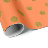 Gold Polka Dots en Oranje Satin Cadeaupapier (Rol Hoek)