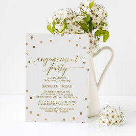 Gold Polka Dots Engagement Party Kaart