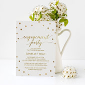 Gold Polka Dots Engagement Party Kaart